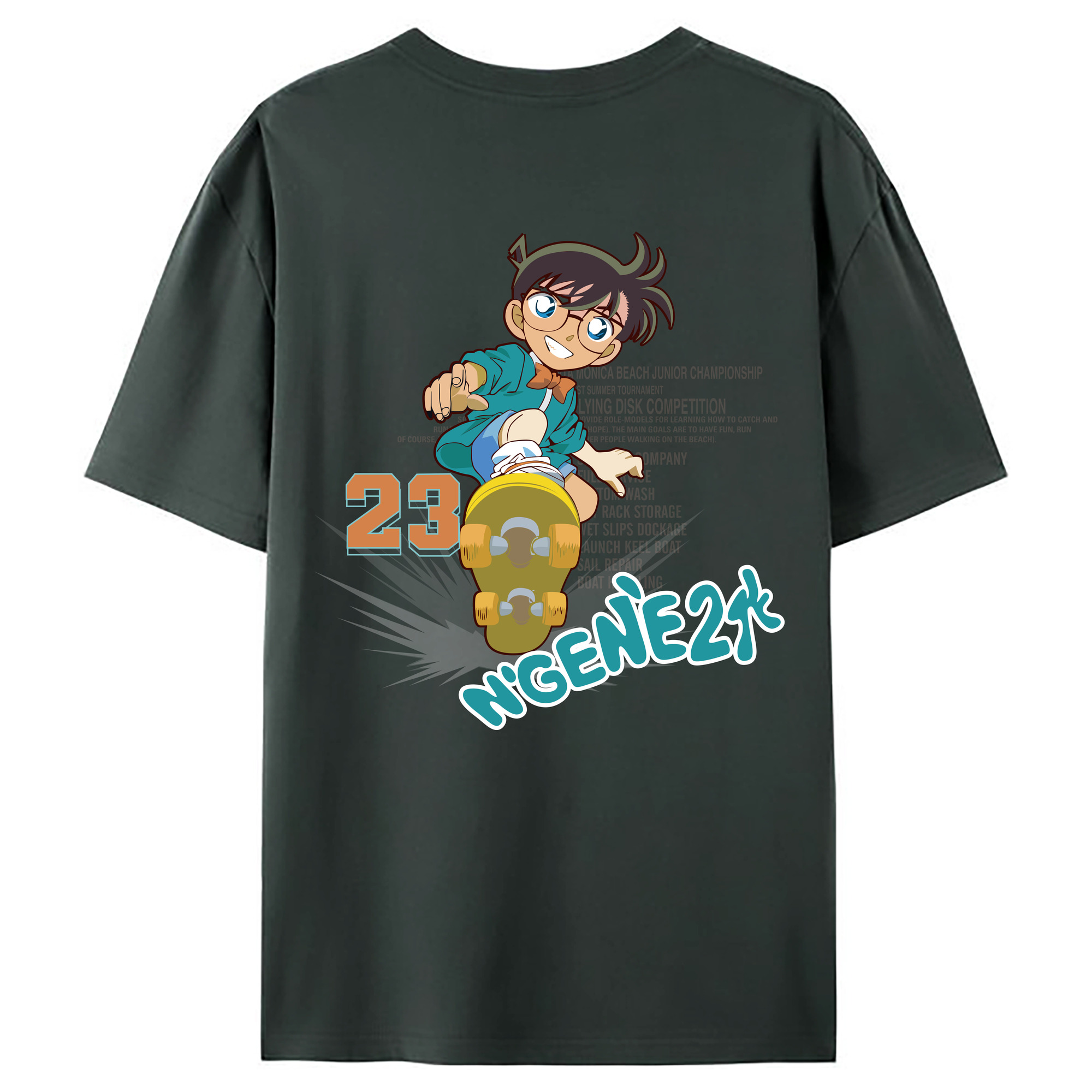 （画像用） 名探偵コナン 江戸川 コナン Detective Conan Conan Edogawa 綿100％ メンズ半袖Tシャツ（バックプリント） 通気性